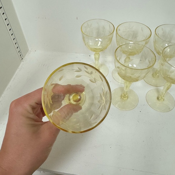 Vintage Yellow Cap Glass Set of 6 - Picture 3 of 4
